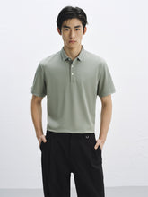 Men's Green Wrinkle-Free Polo Shirt with Contrast Trim